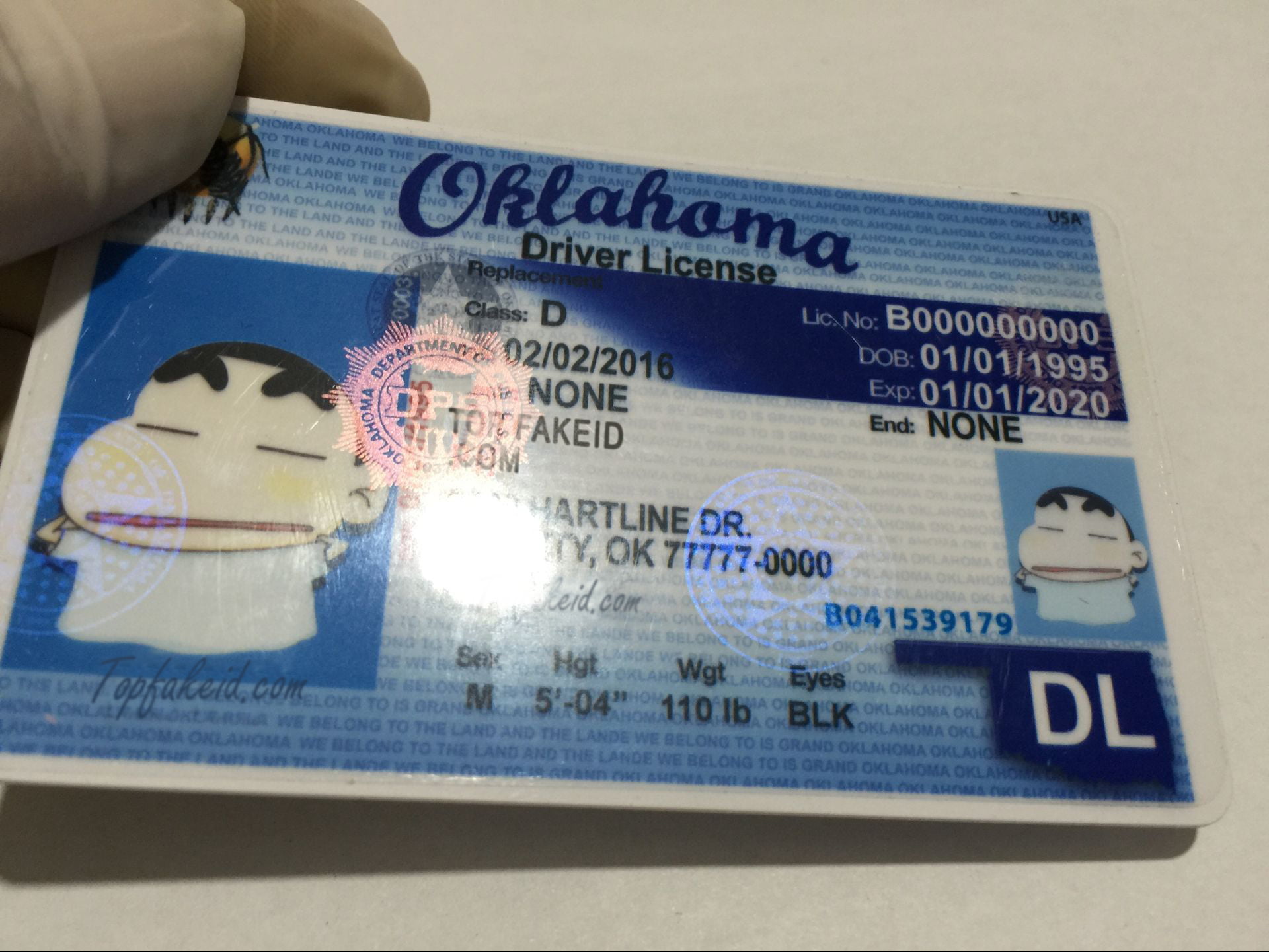OKLAHOMA OK drivers License fake id card Country Music Star 